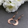Rose Gold Moon Earrings, Cute Half Moon Charms on Nickel