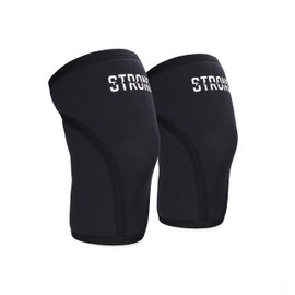 Strong Balance Rodilleras de Neopreno 7mm para Entrenamiento de Fuerza, Crossfit, Gimnasio (Negro, Grande)
