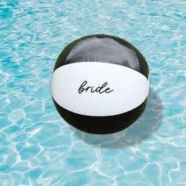 eBuyGB Black & White Bride Beach Balls, Bridal Party Gift, Bachelorette Pool Party, Black Hen Party Décor, Destination Hen Do Abroad, 9” Ball