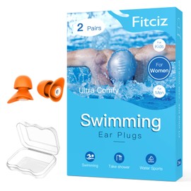 Fitciz Swimming Ear Plugs for Waterproof, The Best Water Swim Ear Plugs with Case for Swimmers, Comfortable Silicone, Swimming Earplugs (Women’s Size)