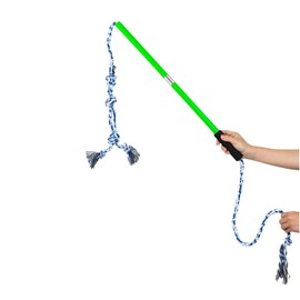 FXGJDeng FXGJDeng Interactive Flirt Pole Toy for Dogs Chase and Tug of War,Durable Teaser Wand with Pet Fleece Rope Tether Lure Toy to Outdoor Exercise & Training for Small Medium Large DogsBlue and White