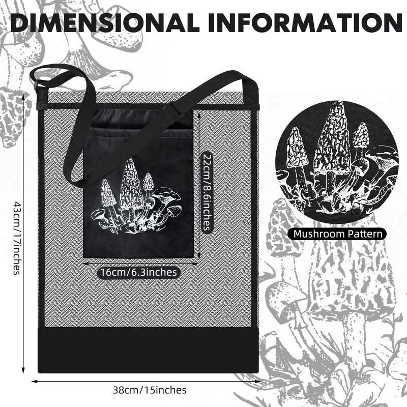 Woanger 3 Pcs Mushroom Foraging Bag Mesh Mushroom Hunting Bag