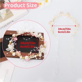 DOINEUFL 2 Packs Flower Girl Hair Accessories, Pink ＆ White Bridal or Festival Hair Accessories & Floral Crown, Pearl & Flower Headband(Hair Band) for Girls, Women,Wedding Guest, Bridesmaids