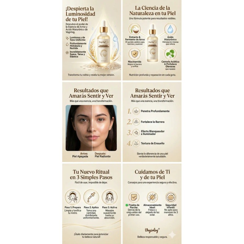 Kit Skincare Arroz Sérum Crema Tónico Vogirlog