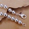 PMANY 925 Sterling Silver Plated Round Beads Bracelet, 8mm