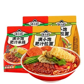 Hot and Sour Rice Noodles, 4 Packs Chinese Instant Noodles, Chili Oil Fans Noodles, Chinese Chewy Instant Ramen Noodles, Premium Ramen Soup Mix, Savory & Rich（Two Flavors）