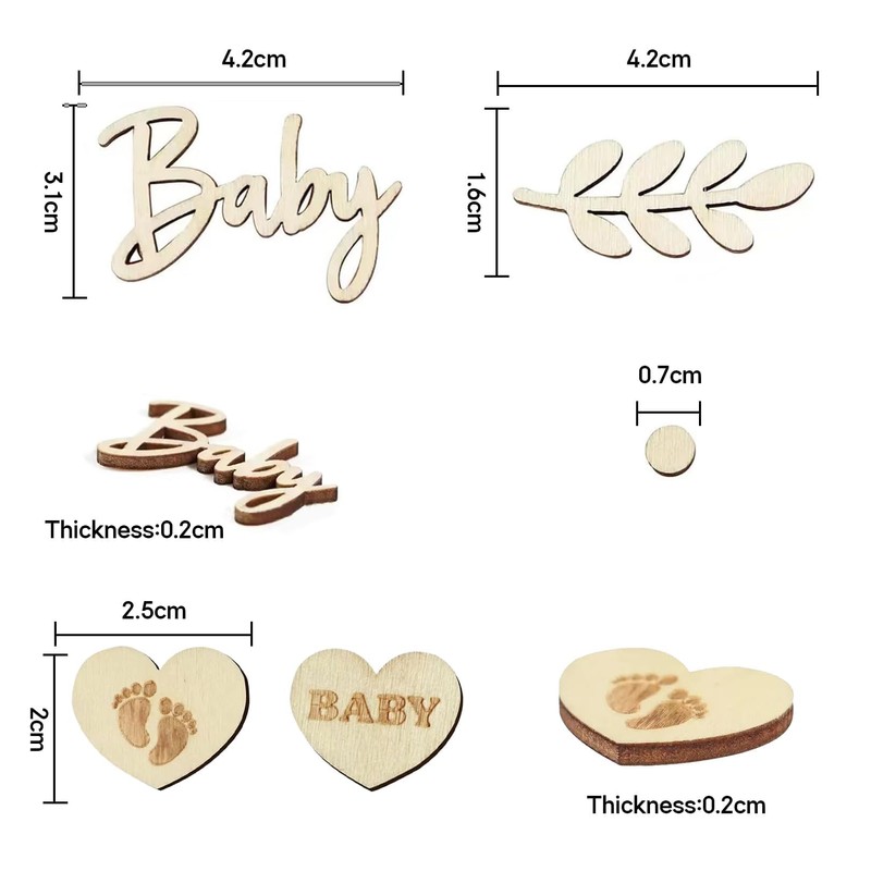 70 Pcs Baby Shower Decorations,Wooden Baby Shower Confetti Table Decoration