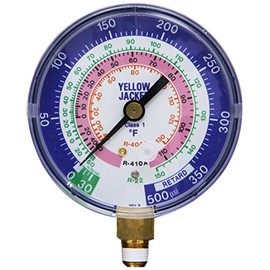 Yellow Jacket 49138 3-1/8" Blue Compound, 30", 0-350 psi, R-22/404A/410A Gauge Degrees F