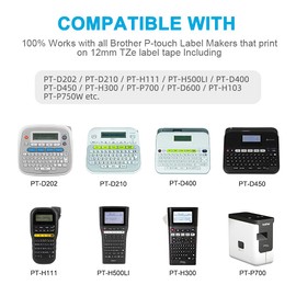 DSY360 Compatible Label Tape Replacement for Brother TZe-231 TZe-131 TZe-431 TZe-531 TZe-631 TZe-731 12mm 0.47 Laminated White/Clear/Colors TZe Tape for PT-D210 PT-D200 PT-H100 H110 D400 (6 Pack)