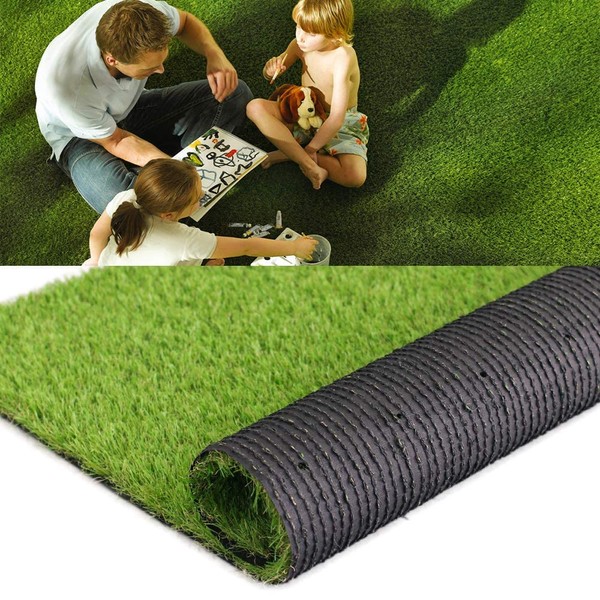 Griclner 35mm Artificial Turf Lawn Fake Grass, 1.38" Pile Height Realistic Synthetic Grass, 4FTX6FT,Drainage Holes Indoor Outdoor Pet Faux Grass Astro Rug Carpet for Garden Backyard Patio Balcony
