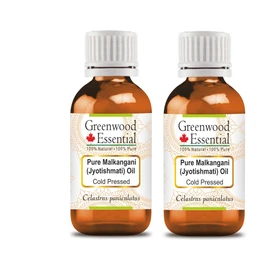 Greenwood Essential Pure Malkangani (Malkangni/Jyotishmati) Oil (Celastrus paniculatus) Cold Pressed (Pack of Two) 100ml X 2 (6.76 oz)