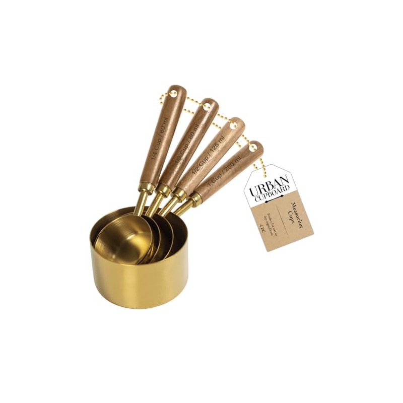 Urban Cupboard Measuring Cups, Gold, Standard Measurements, Set of 4