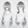 Long Gray Ponytail Wig for Women Silver Grey Cosplay Wig