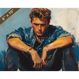 James Dean in a rebel pose Oil painting 8x10 Print