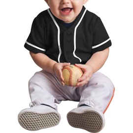 Ma Croix Mx - playera de béisbol con botones para niños, 5up01_black/white, 2 Años