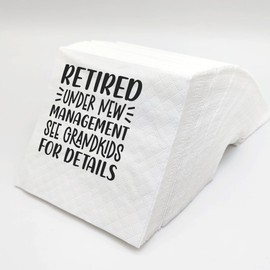 SharkBliss Funny Retirement Quotes Cocktail Napkins, 100 Pack Retired Under New Management See Grandkids For Details Disposable Paper Cocktail Napkins 2-Ply, 5x5" (Retired Under New Management)