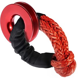 SCHTUMPA Towing Winch Snatch Recovery Ring with Soft Shackle 1/2" X 22 Inch, Snatch Block 41000 LBS, Winch Accessory for ATV UTV SUV Truck Recovery (Red Ring， Warning Orange Shackle)…