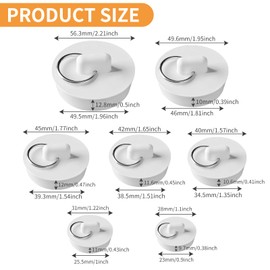Rubber Bath Plugs, 5 PCS Drain Stopper Sink for Bathtub Bath Tub Drain Stoppers Sink Bathtub Plug Rubber Kitchen Sinks Plug Kitchen for Sinks,5 Different Size (White-7PCS)
