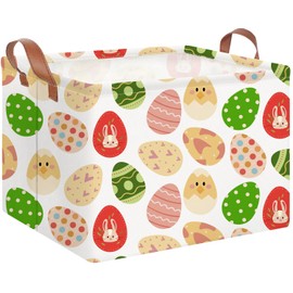 NTAOHAMPER Rectangular Easter Eggs Basket Empty,Toys Bin with Handles,Room Decor,Gift Basket(Eggshell Easter Basket)