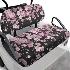 Pirexcny Cherry Blossom Golf Cart Seat Covers Pink Backrest Cover Bench Seat Cover Universal Golf Cart Seat Cushion for Club Car and More 2 Person Seats Golf Carts