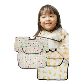 Oeuf Soleil Meal Aprons Developed Together with Nursing Catch, Set of 3, Temaron Mini Bibs, For Boys & Girls, Waterproof, Bib, Adjustable Neck, Long Sleeve, Short Sleeve, Weaning Food, Baby Aprons