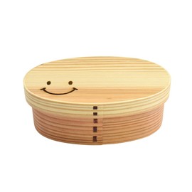 Karyu Magewappa Lunch Box Design-Smile L S21-32-13s Natural Approx. 7.9 x 5.2 x 2.6 inches (20 x 13.3 x 6.5 cm)