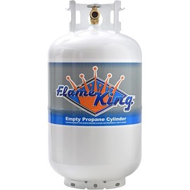 Flame King YSN-301 30 Pound Steel Propane Tank Cylinder with Type 1 Overflow Protection Device Valve DOT and TC Compliant, White