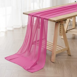 flohar 12Pack 9ft Chiffon Table Runner 14x108 Inch Sheer Romantic Table Runner for Wedding Birthday Party Bridal Shower Outdoor Decoration-Fuchsia