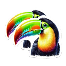 (2 Pack) Colorful Toucan Magnets - Bird Lover - Tropical Wildlife Fridge Magnets - 5" On Longest Side - for Cars, Fridges, Toolboxes - Made in USA - MAG4519