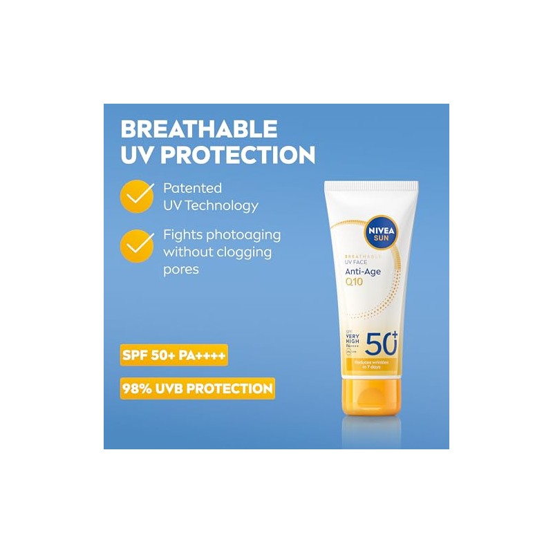 NIVEA SUN Breathable UV Face Anti-Age Q10 SPF 50+ (40ml),