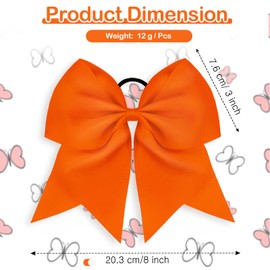 2 Packs Jumbo Cheerleading Bow 8 Inch Cheer Hair Bows Large Cheerleading Hair Bows with Ponytail Holder for Teen Girls Softball Cheerleader Outfit Uniform (Orange)