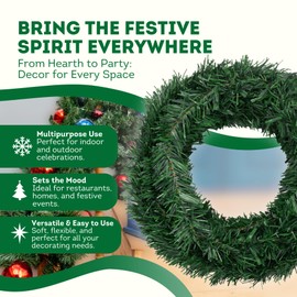 Festive Fix 52 Feet/16M Christmas Green Twist Garlands – Artificial Greenery Decor Xmas Trees Ornaments for Party Wedding Supplies | Non-Lit Tinsel Garland for Home Garden Fireplace Stair Decorations