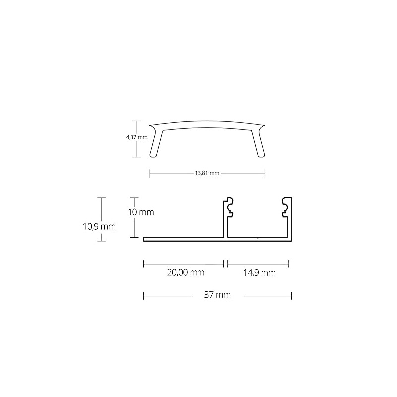 GX-FP2 LED Aluminium Tile Profile 10 mm Silver 2x End