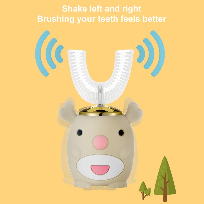 U Shaped Toothbrush Cartoon Cute Design Waterproof 5 Brushing Modes