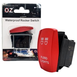 OZ-USA Flood Lights On/Off Red Rocker Switch 4-Pin Trucks Can-Am Polaris RV UTV Boat