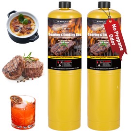KookCook 14.1oz MAPP Gas 2 Packs Kit 99.99% High Purity Equal to MAP Gas Hotter than Propane No Odor Cooking Searing Camping Gas to Broil Sous Vide for Welding Brazing Soldering Propane Torch Head