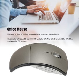 Sxhlseller Wireless Foldable Computer Mouse, Folding Wireless Mouse, Portable 1600dpi Matte Arc Touch Mice, for Office Gaming Working Studying(Gray)