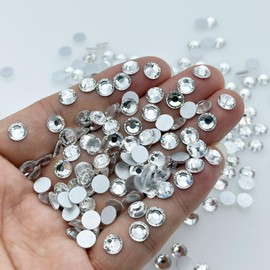 288Pcs SS34 Flatback Rhinestones for Crafts Bulk Clear-Crystals White Craft Gems Jewels Glass Diamonds Stone 7.1mm-Silver Gems for Dance Costumes Clothes Shoes Tumblers Bags DIY Wholesale HINABTRU