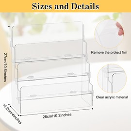 yuuzue 3 Tier Acrylic Card Display Stand, Trading Card Display Rack, Baseball Card Display Shelf, Sports Cards Display Holder, Postcard Greeting Card Business Card Sticker Storage Rack for Vendors