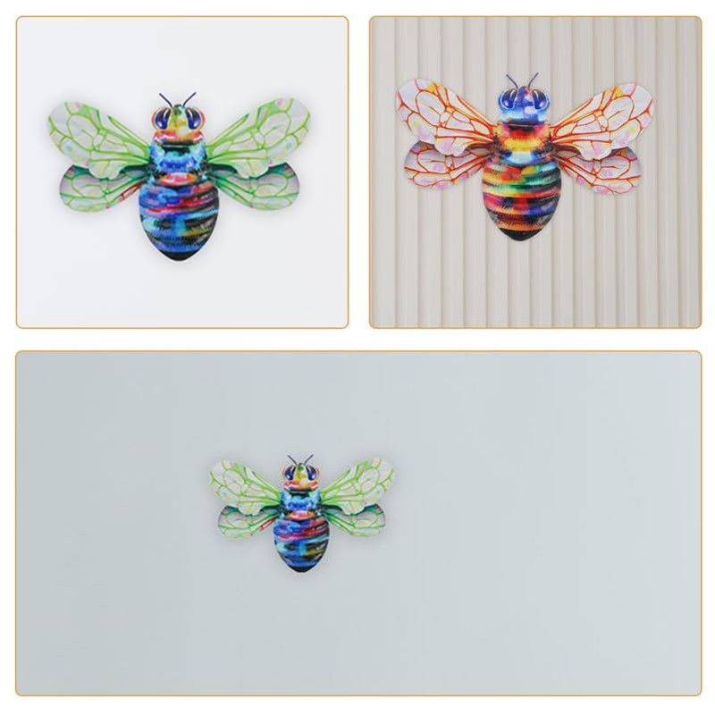 Baluue 2pcs Metal Wall Art, Bee Wall Hanging Ornament Garden