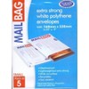 PARCEL BAG EXTRA STRONG WHITE POLYTHENE ENVELOPES SIZE 160MM X 230MM SMALL PACK OF 5