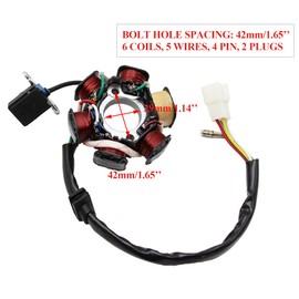 PRO BAT 6 Coils 5 Wires Stator Magneto ATV Magneto Stator Plate for 50cc 70cc 90cc 110cc 125cc Engine Chinese Scooter Dirt Bike Taotao Sunl Roketa