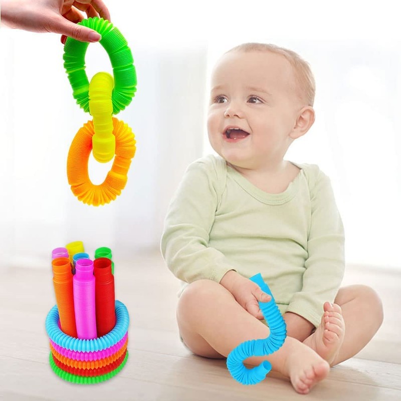 Set of 16 Rainbow Pop Tubes Relieves Stress and Anxiety