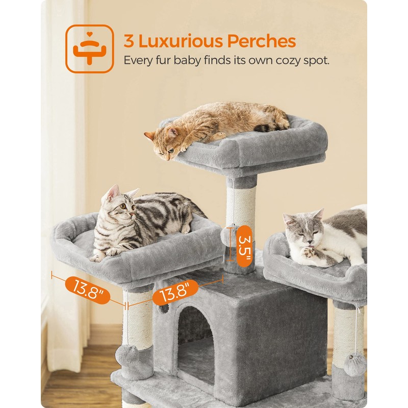 Feandrea 67 Inches Multi-Level Cat Tree for Large Cats, with