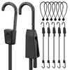 36 Inch Adjustable Bungee Cords with Hooks, 6 Pcs Black