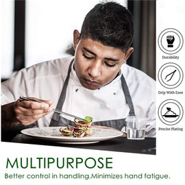 Tongs Tweezers - 12 Inch / 30cm Long Food Tongs Straight Serrated Forceps Cocktail Tweezers Bar tool, ITTZ0001 (Gunmetal Black)