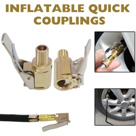 KASESSS 2 Pcs 8mm Tyre Inflator Adaptor, Brass Tyre Valve Air Pump Clip, tyre air chuck adapter, Tyres Inflator Connector, Multifunctional Pump Adapter Suitable for Car Motorcycle Bicycles and Balls