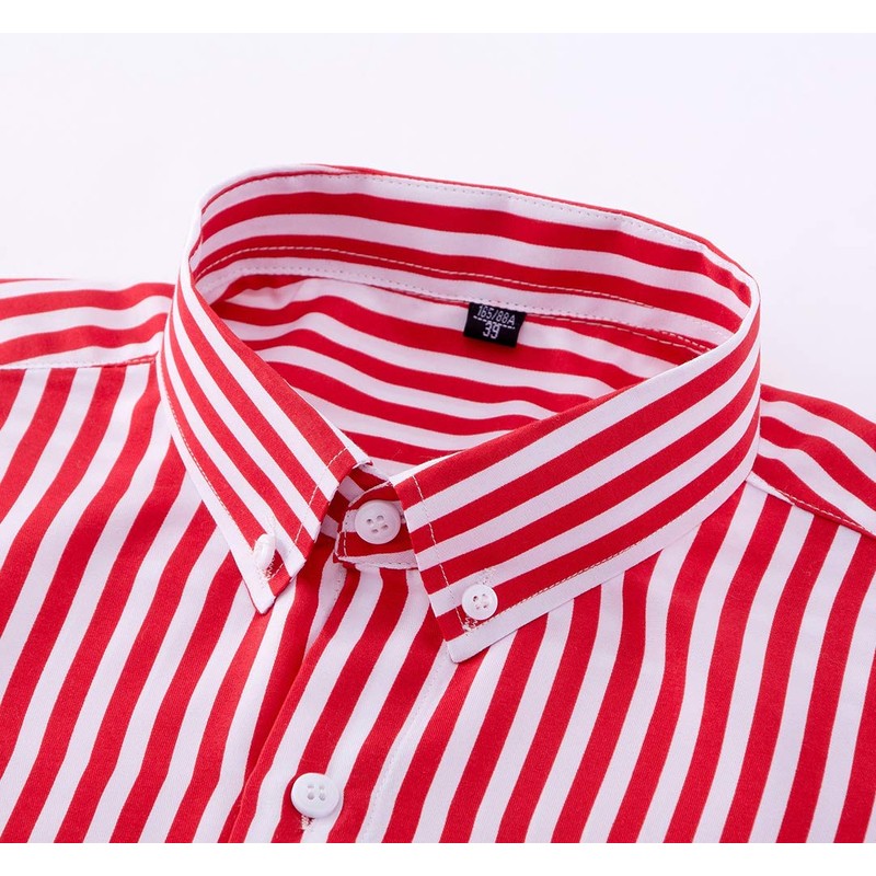 ERZTIAY Men's Casual Business Vertical Striped Button Down Long Sleeve