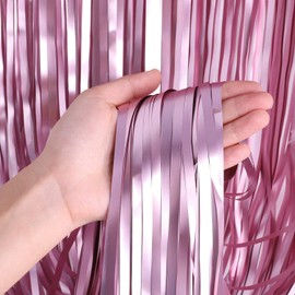 KIRIKOU Pack of 3 Foil Fringe Curtains Backdrop Party Decoration, Metallic Tinsel Curtain Photo Backdrop for Birthday Bachelorette Party Bridal Baby Shower Decorations(Pink, 3.2ft x 6.5ft)
