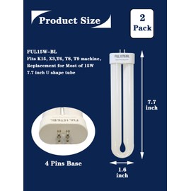 15W BF35 Replacement Black Light Bulb Compatible for Flowtron BK-15D, BF-35C,Stinger U/V15, FP15, TZ15, BB-15WHT,U Shaped Twin Tube Bulb for T6 T8 T9，FUL15W-BL-2 Pack